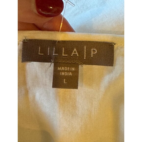 Lilla P Tank Top Women Large White Cotton Lace Double Layer Shell NWT Boho - Picture 9 of 10